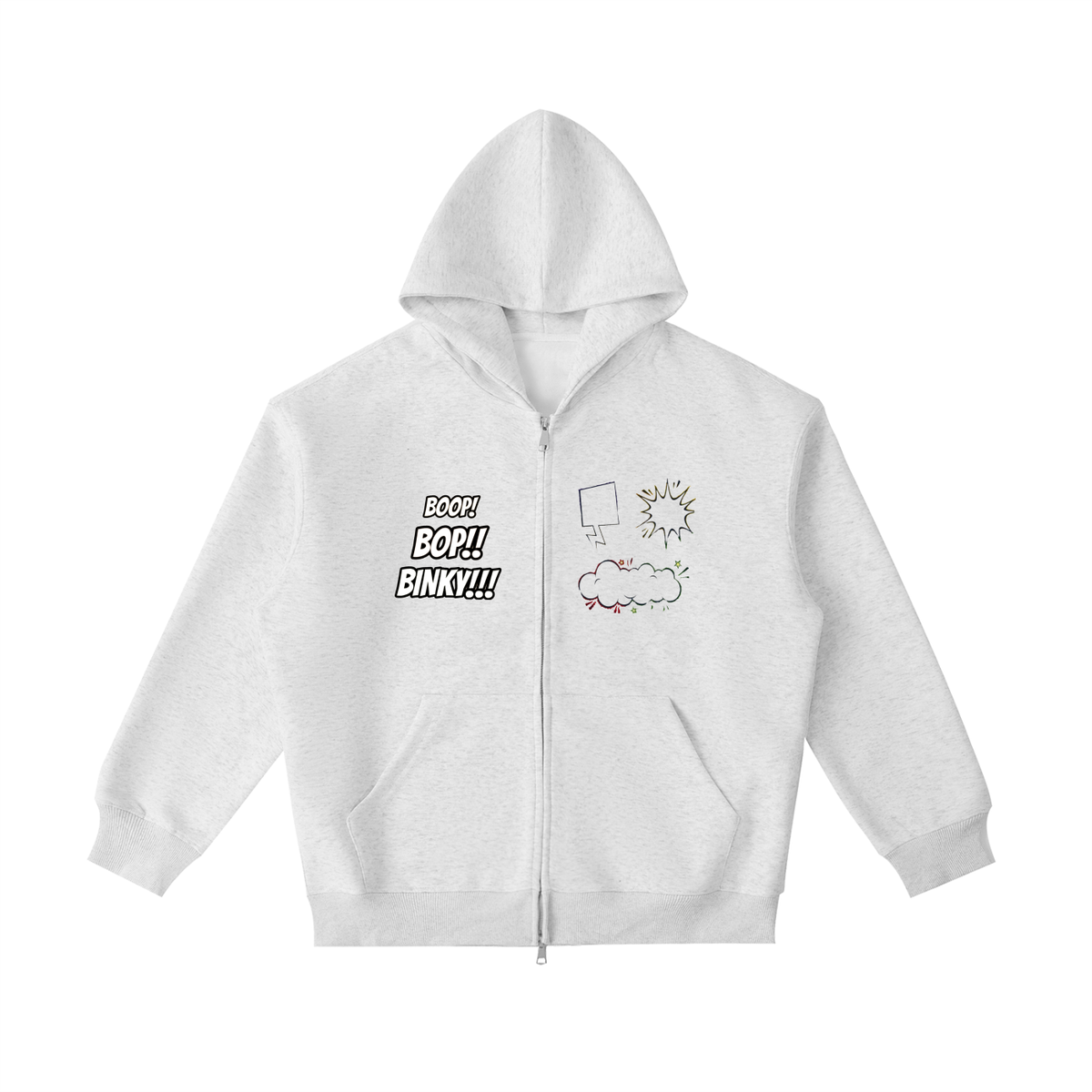 COMIC STRIP BLANK Lil BUBBLES & BOX HOODIE.